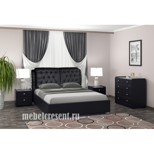 Кровать 1600 из экокожи «Монако» Чёрный