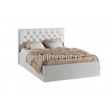 Кровать 1400 с подъёмным механизмом «Модена МКР-1» Ясень Анкор светлый - Белая экокожа