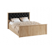 Кровать 1400 с подъёмным механизмом «Модена МКР-2» Гикори Рокфорд - Чёрная экокожа