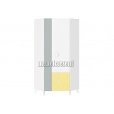 Шкаф угловой «КУБО ШК-004 МДФ» Белый - матовый Грин Грей Софт - Солнечно-желтый