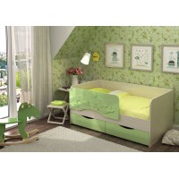 Кровать детская 1.4 «Алиса» КР-811 Дуб Белфорт - Зеленый металлик