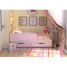 Кровать детская 1.4 «Алиса» КР-811 Дуб Белфорт - Розовый металлик