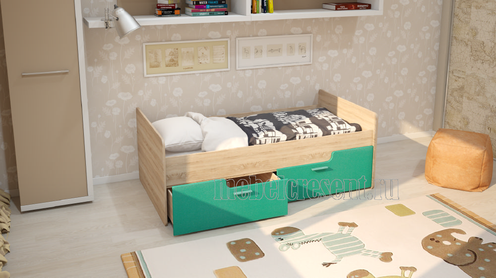 Детская кровать умка с бортиком и ящиками
